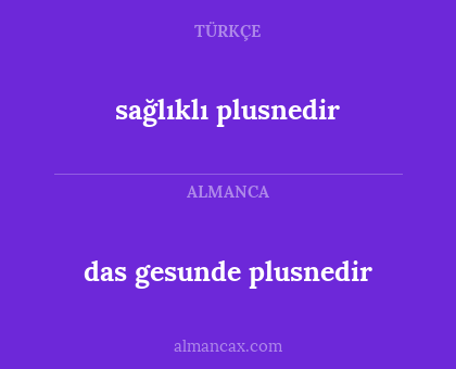 sağlıklı plusnedir - das gesunde plusnedir