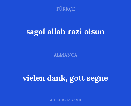 sagol allah razi olsun - vielen dank, gott segne