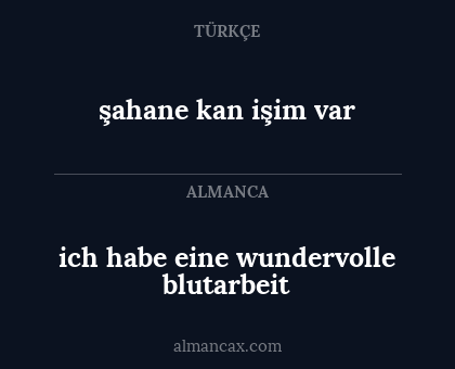 şahane kan işim var - ich habe eine wundervolle blutarbeit