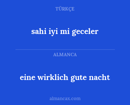eine wirklich gute nacht - sahi iyi mi geceler