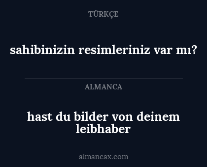 sahibinizin resimleriniz var mı? - hast du bilder von deinem leibhaber