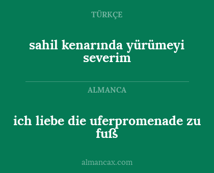 sahil kenarında yürümeyi severim - ich liebe die uferpromenade zu fuß