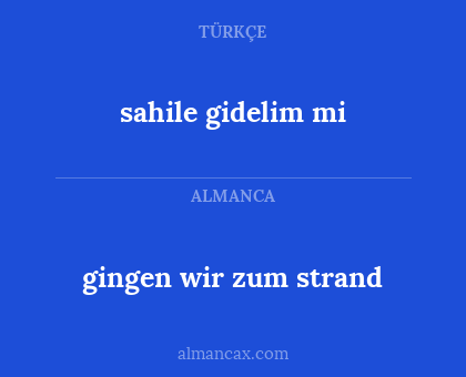 gingen wir zum strand - sahile gidelim mi