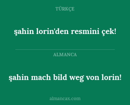 şahin mach bild weg von lorin! - şahin lorin'den resmini çek!