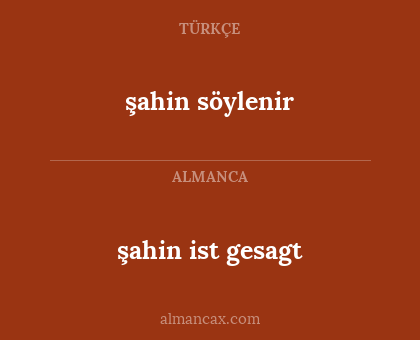 şahin söylenir - şahin ist gesagt