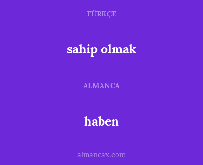 sahip olmak - haben