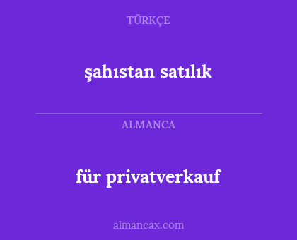 für privatverkauf - şahıstan satılık
