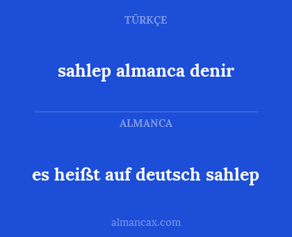 sahlep almanca denir - es heißt auf deutsch sahlep