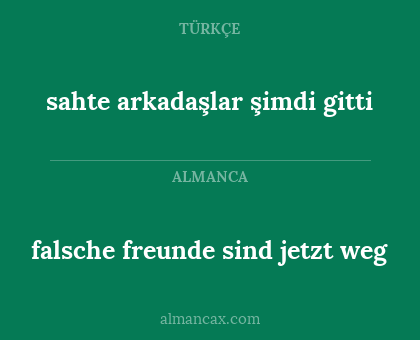 falsche freunde sind jetzt weg - sahte arkadaşlar şimdi gitti