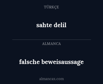 sahte delil - falsche beweisaussage