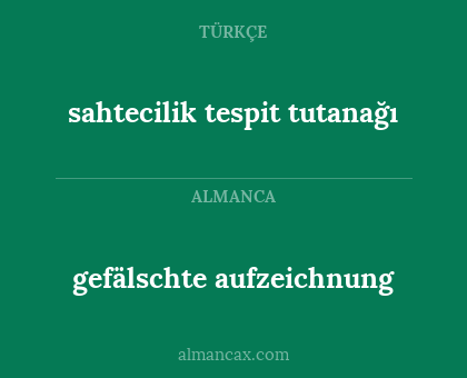 sahtecilik tespit tutanağı - gefälschte aufzeichnung