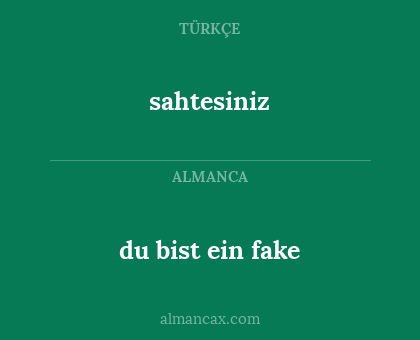 du bist ein fake - sahtesiniz