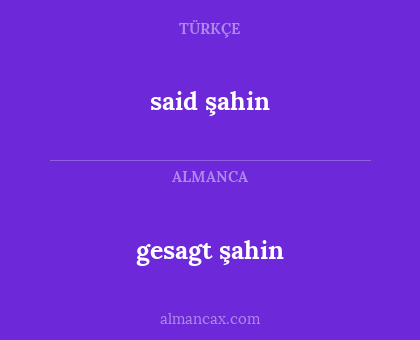 said şahin - gesagt şahin