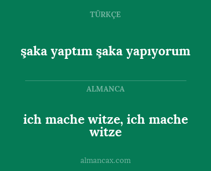 ich mache witze, ich mache witze - şaka yaptım
şaka yapıyorum