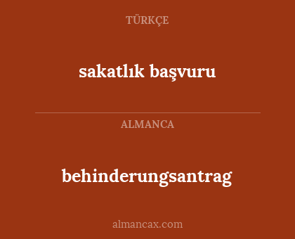 behinderungsantrag - sakatlık başvuru