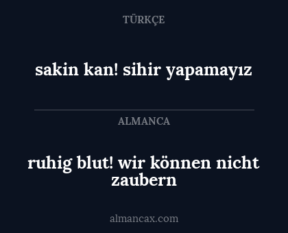 sakin kan! sihir yapamayız - ruhig blut! wir können nicht zaubern