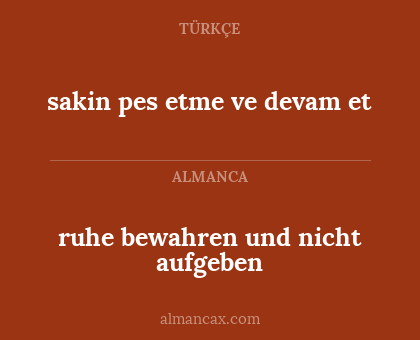 sakin pes etme ve devam et - ruhe bewahren und nicht aufgeben