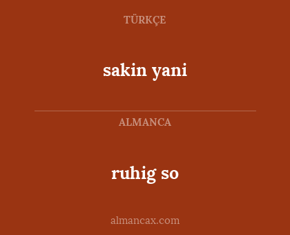 ruhig so - sakin yani