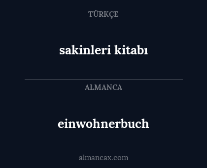 einwohnerbuch - sakinleri kitabı
