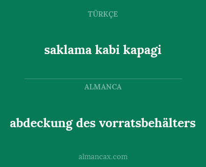 abdeckung des vorratsbehälters - saklama kabi kapagi