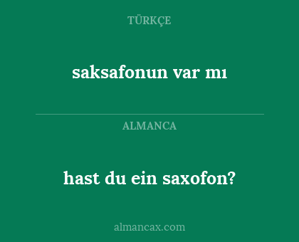 hast du ein saxofon? - saksafonun var mı