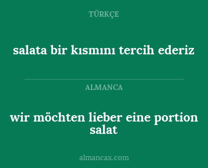 wir möchten lieber eine portion salat - salata bir kısmını tercih ederiz