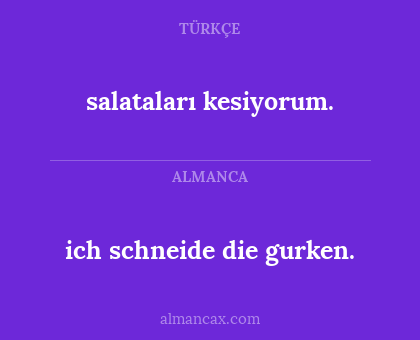 salataları kesiyorum. - ich schneide die gurken.