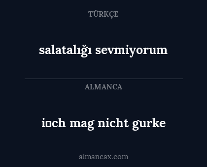 i̇ch mag nicht gurke - salatalığı sevmiyorum