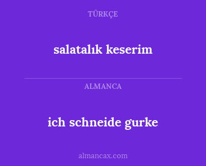 ich schneide gurke - salatalık keserim