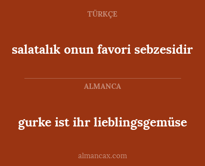 gurke ist ihr lieblingsgemüse - salatalık onun favori sebzesidir