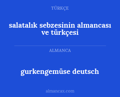 gurkengemüse deutsch - salatalık sebzesinin almancası ve türkçesi