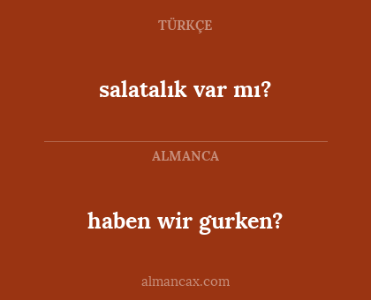 haben wir gurken? - salatalık var mı?