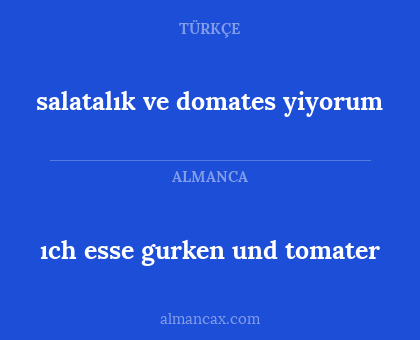 ıch esse gurken und tomater - salatalık ve domates yiyorum