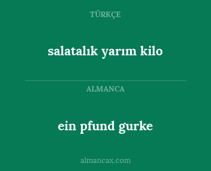 ein pfund gurke - salatalık yarım kilo