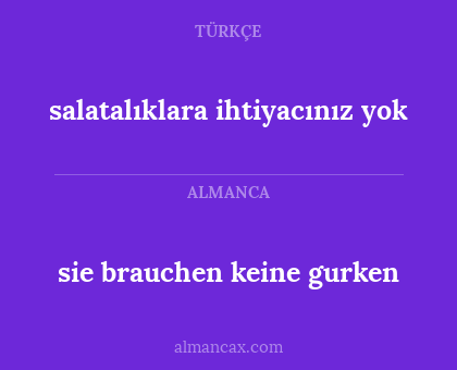 salatalıklara ihtiyacınız yok - sie brauchen keine gurken