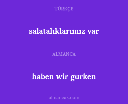 salatalıklarımız var - haben wir gurken