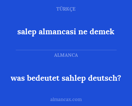 salep almancasi ne demek - was bedeutet sahlep deutsch?