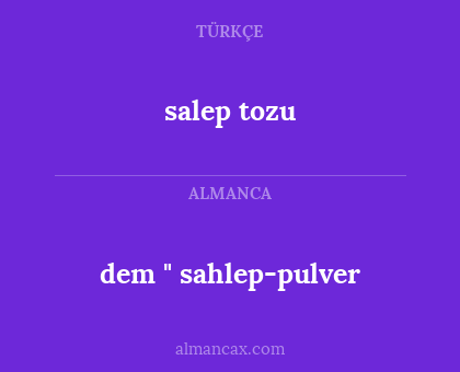dem " sahlep-pulver - salep tozu