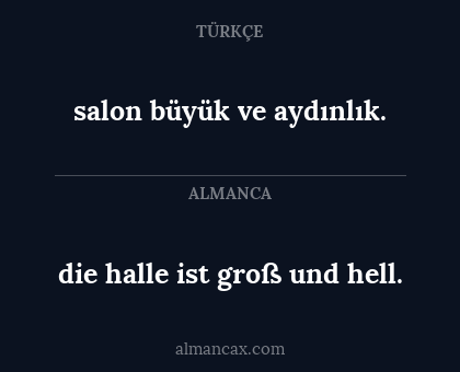 die halle ist groß und hell. - salon büyük ve aydınlık.