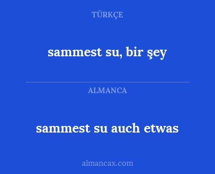 sammest su auch etwas - sammest su, bir şey