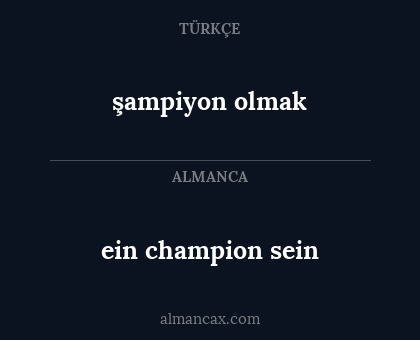 şampiyon olmak - ein champion sein