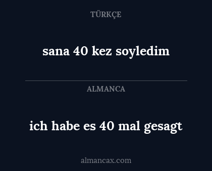 sana 40 kez soyledim - ich habe es 40 mal gesagt