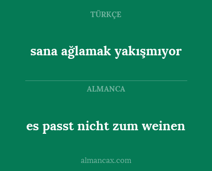 es passt nicht zum weinen - sana ağlamak yakışmıyor