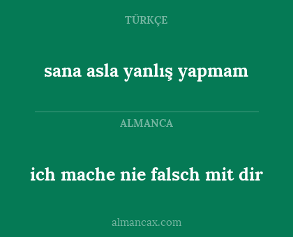ich mache nie falsch mit dir - sana asla yanlış yapmam
