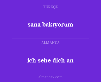 ich sehe dich an - sana bakıyorum