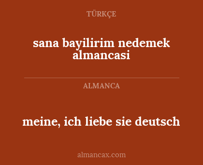 sana bayilirim nedemek
almancasi - meine, ich liebe sie 
deutsch