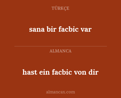 hast ein facbic von dir - sana bir facbic var