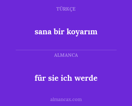 für sie ich werde - sana bir koyarım