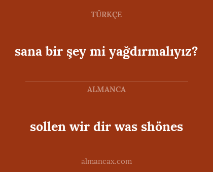 sollen wir dir was shönes - sana bir şey mi yağdırmalıyız?
