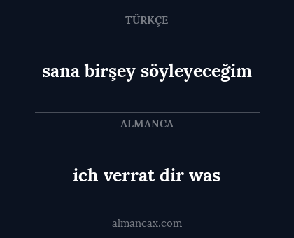 sana birşey söyleyeceğim - ich verrat dir was